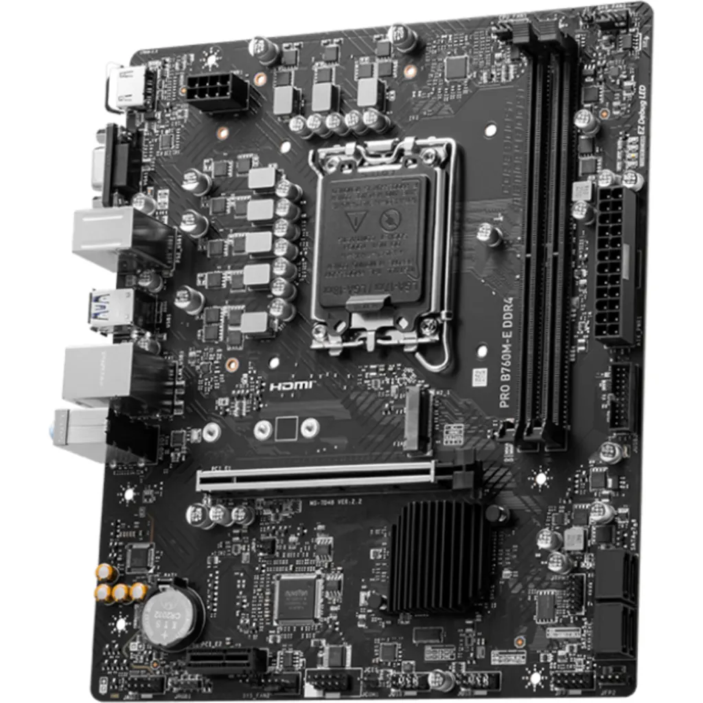 Imagen 2 de Tarjeta Madre MSI PRO B760M-E  LGA1700 14°G 2*DDR4 M.2 HDMI VGA SATA mATX