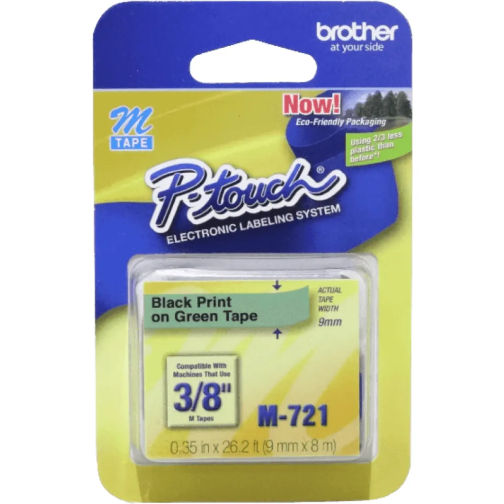 Imagen 2 de BROTHER 9mm Negro en Fondo Verde Cinta 8mt p/PT-90
