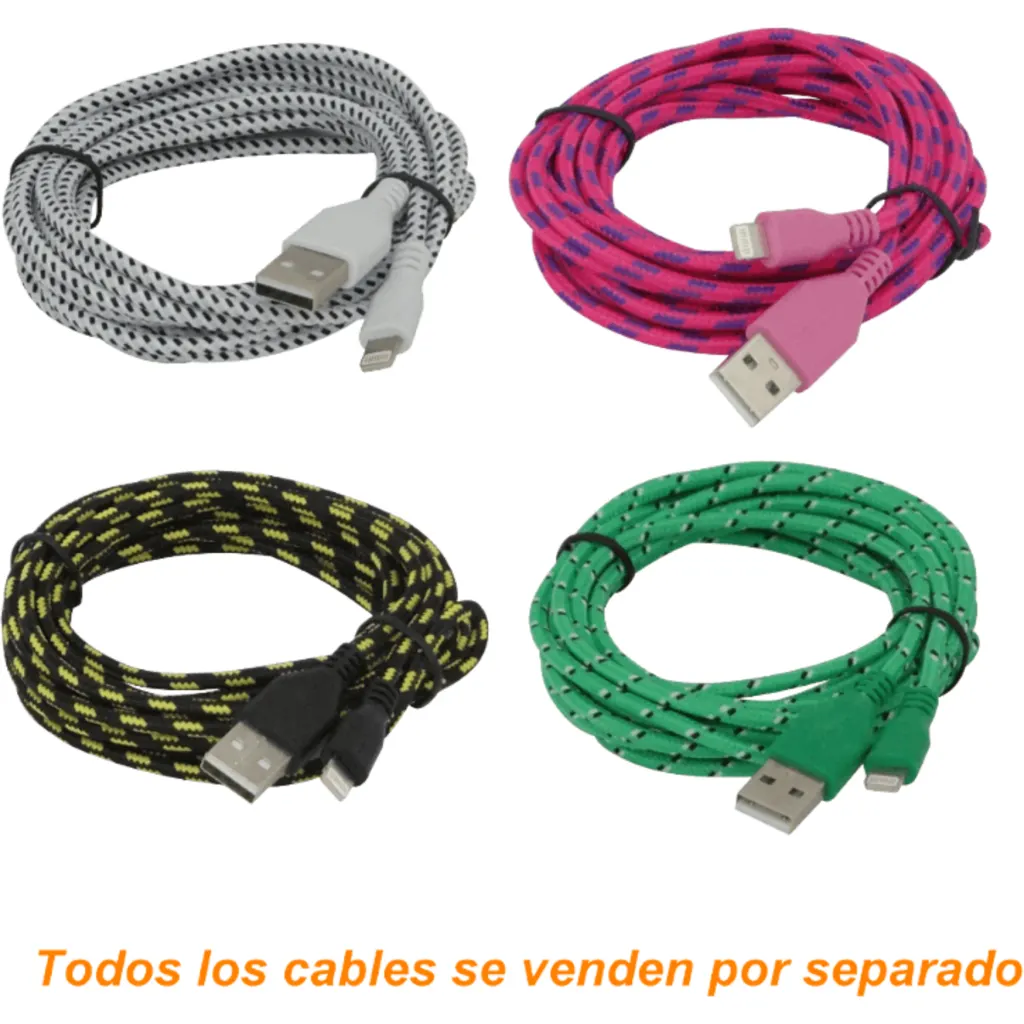 Imagen 2 de Cable USB Lightning 3mt A-Macho 300cm Colores Lighting