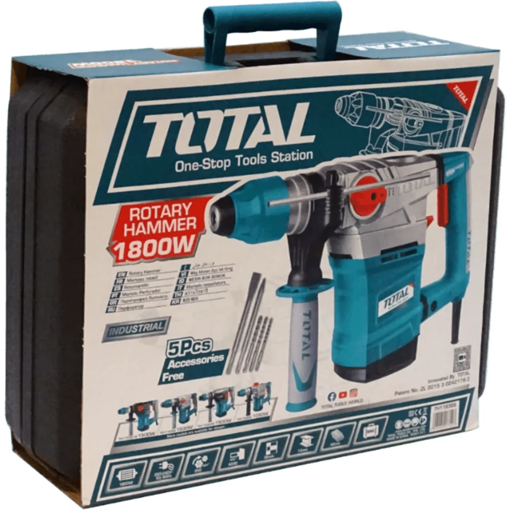 Imagen 3 de TOTAL Rotomartillo SDS Plus 1800W 850rpm Schuko-16A TH118366