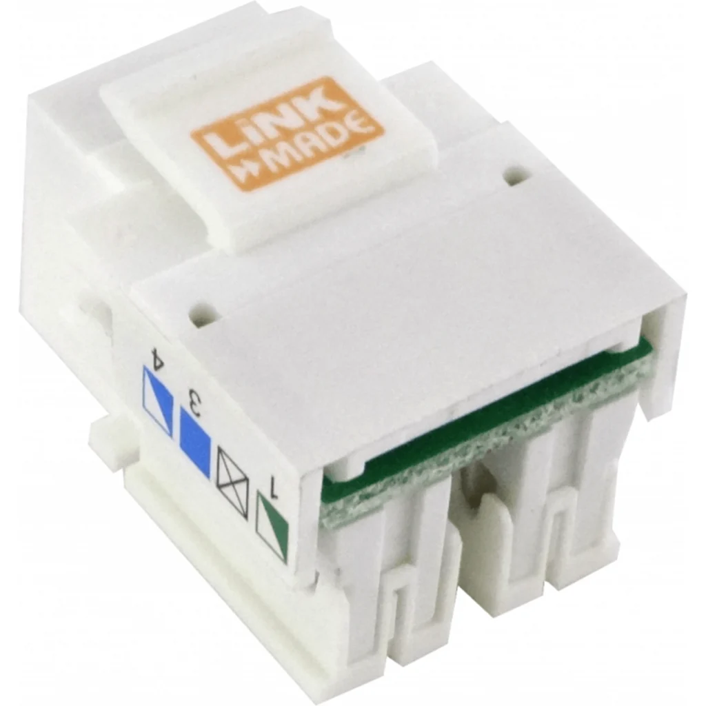 Imagen 3 de LINKMADE Blanco Cat3 RJ11/RJ14 6P4C Hembra Punchable Keystone