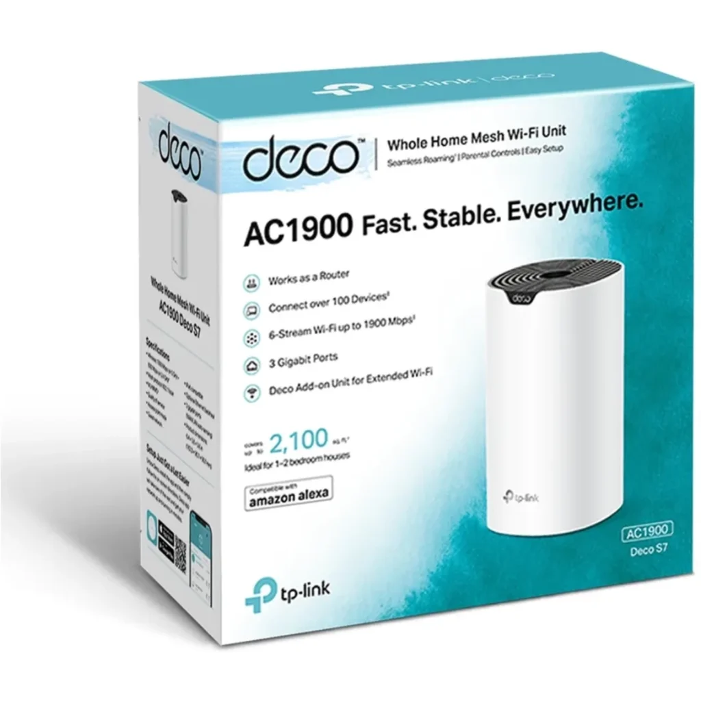 Imagen 5 de Deco S7(3-pack). Pack 3 Router WiFi Home Mesh AC1900 doble banda (1300Mbps en 5GHz y 600Mbps en 2.4GHz) MU-MIMO 3X3 3 puertos 1Gb