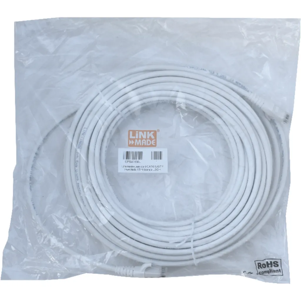Imagen 2 de Cable de Red Linkmade Cat6 LSZH U/UTP Inyectado Multifilar 15mt BLANCO