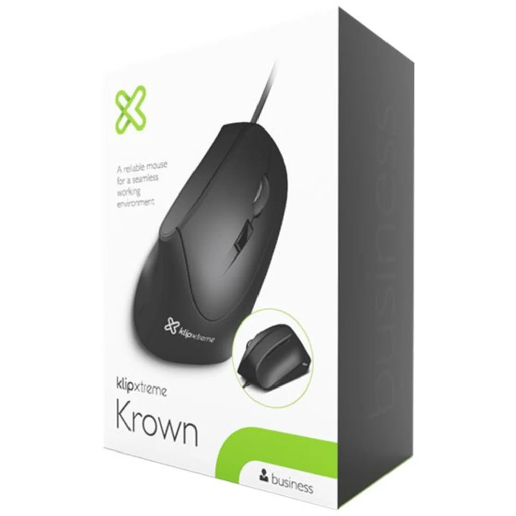 Imagen 10 de Mouse Ergonómico Alámbrico KlipX KMO-506 Óptico 1600dpi 6 Botones USB Negro
