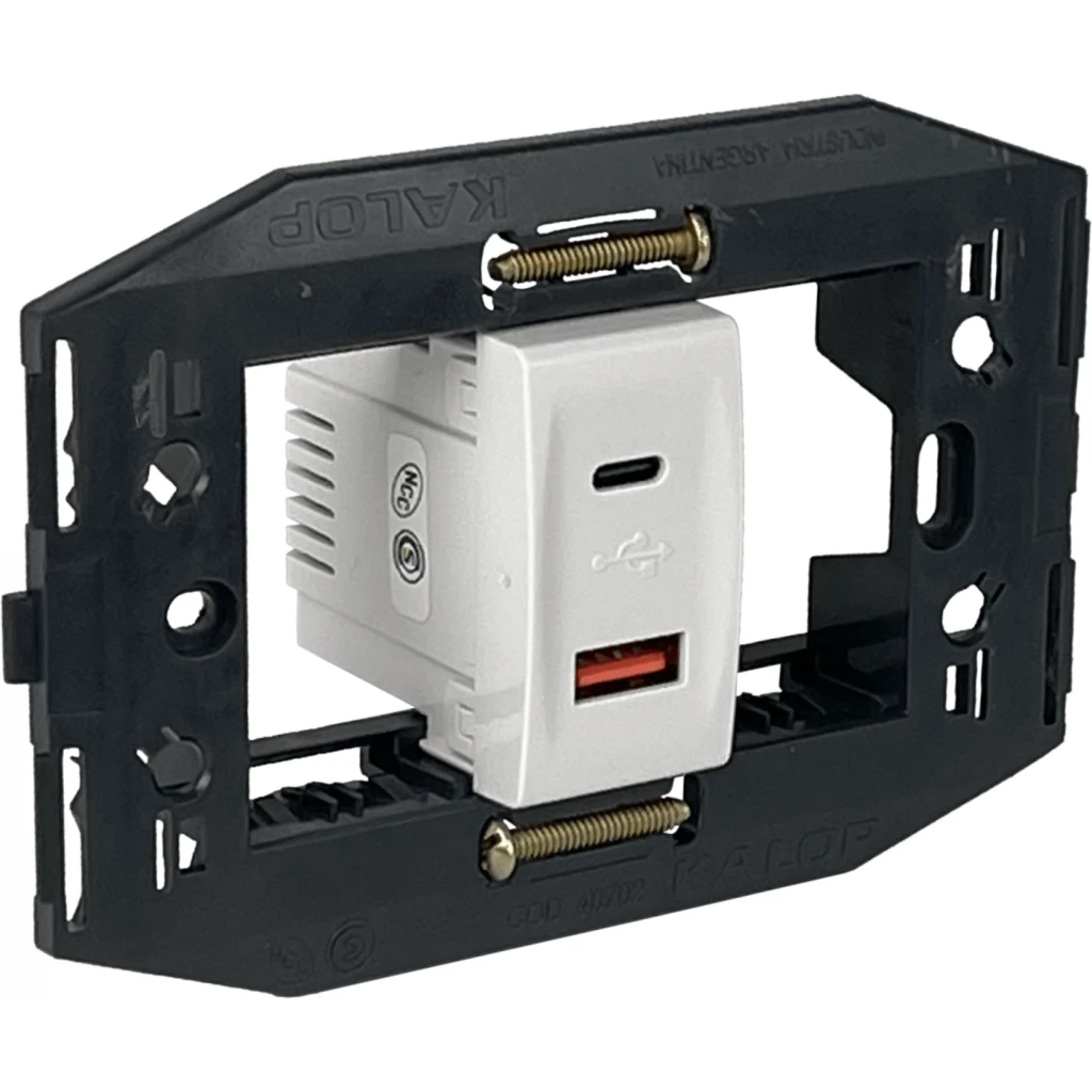 Imagen 5 de KALOP Type-C 1xUSB-C 1xUSB-A Total 3A 10W 100-240VAC Bastidor KS40493