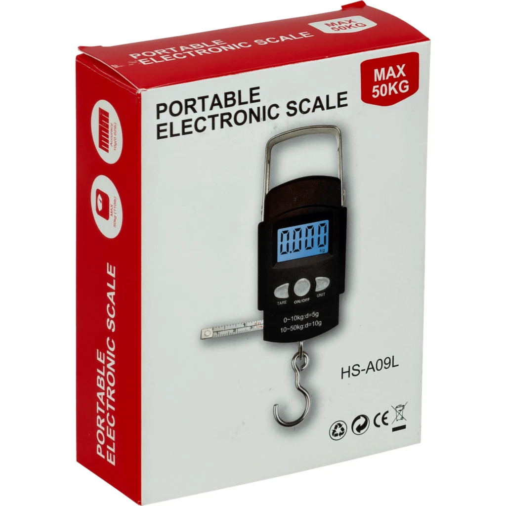 Imagen 2 de Pesa Digital tipo Gancho para Equipaje 50kg inc-2xAAA Flexometro-100cm