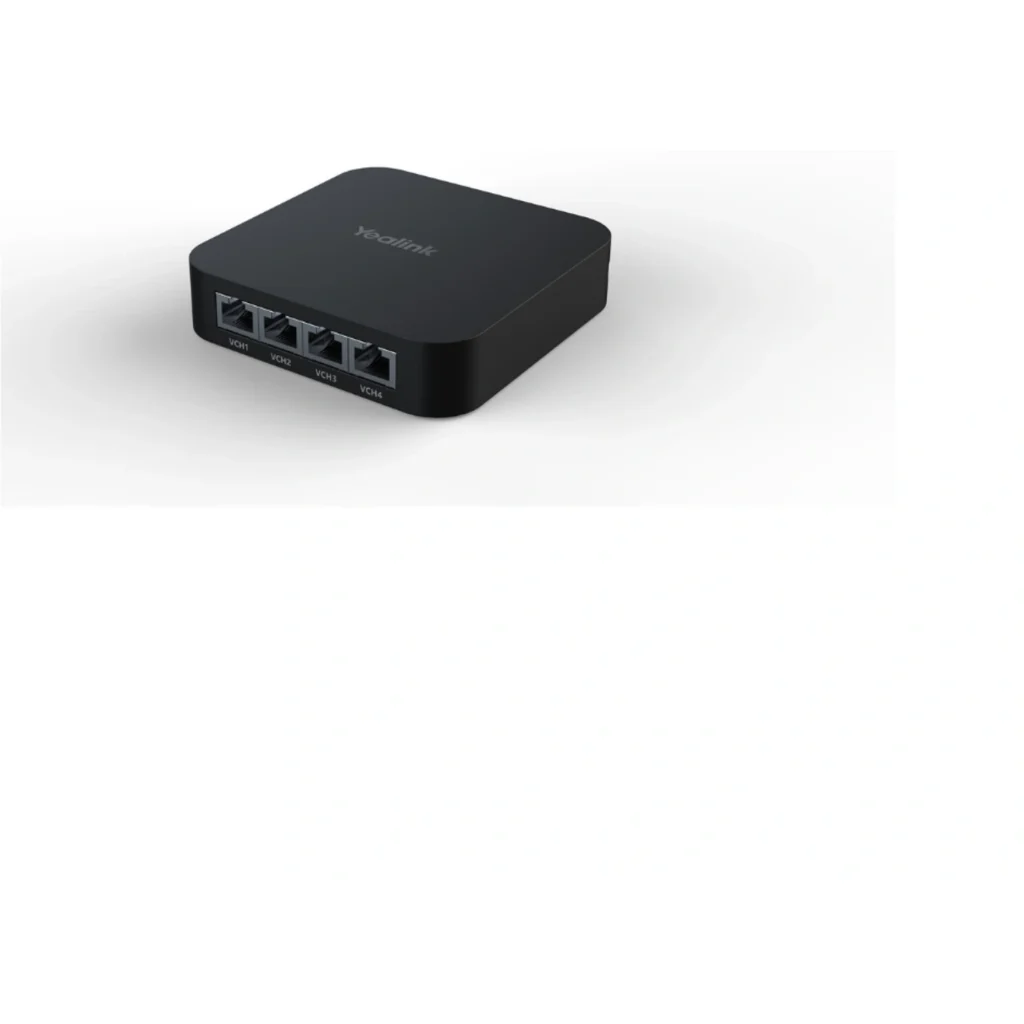 Imagen 1 de Yealink RCH80  es un switch/hub PoE+ Gigabit para salas de reuniones, usado para conectar y alimentar equipos de audio/video Yealink, como micrófonos, cámaras o dispositivos de videoconferencia.