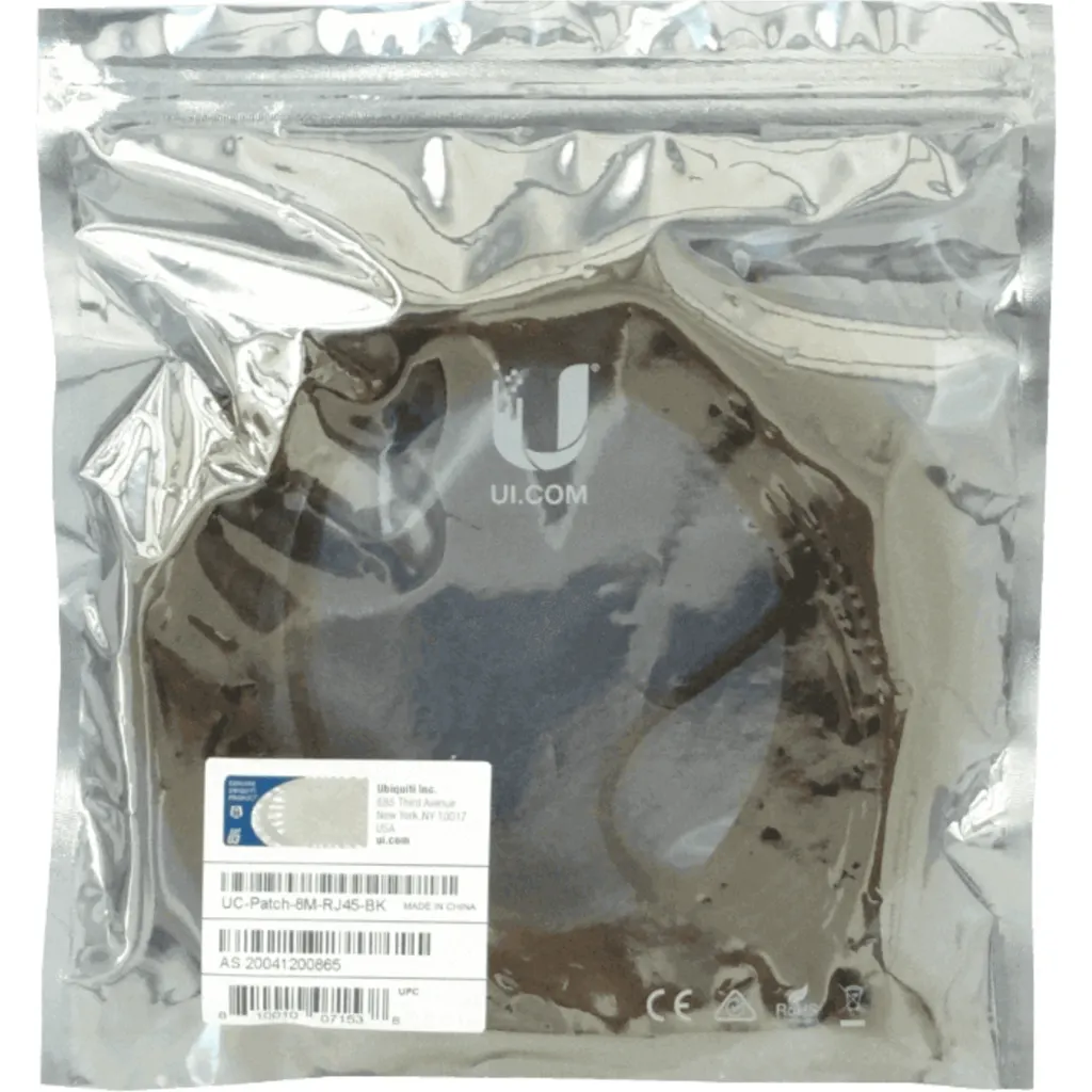 Imagen 1 de Cable de Red Ubiquiti CAT6 RJ45 8mts U-CABLE-PATCH-8M-RJ45-BK Color Negro