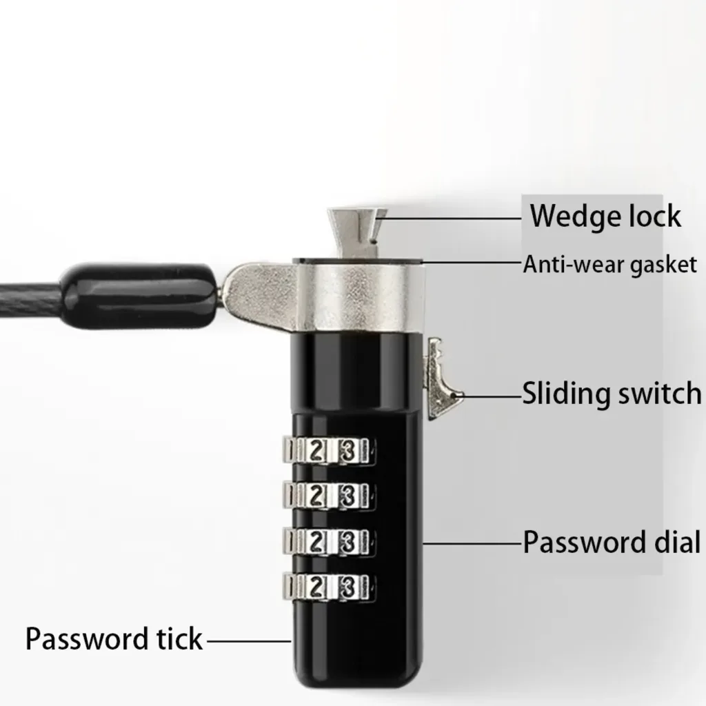 Imagen 2 de Cable de Seguridad con Contaseña para Notebook Dell Forma de cuña 3x5mm