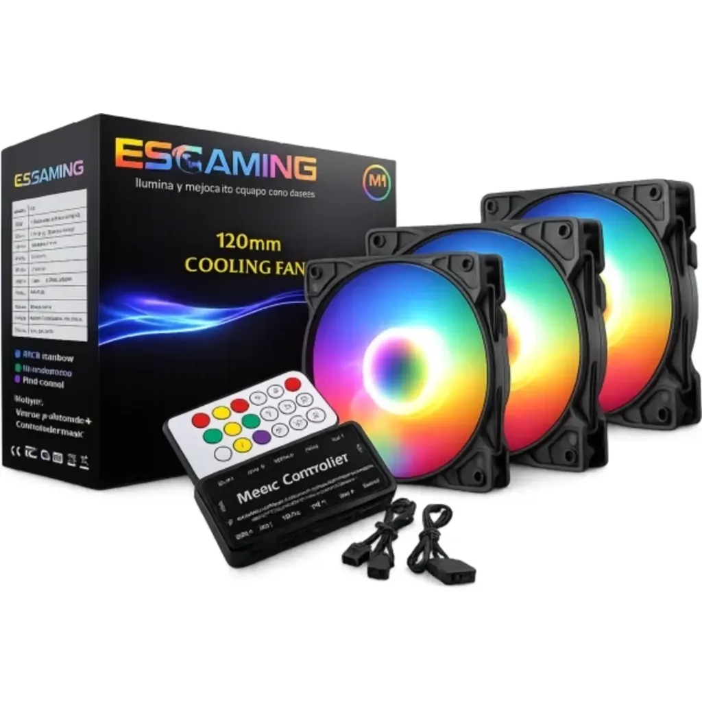 VENTILADOR EZ-08 ARGB FAN SET 3 UNIDADES 120MM ARGB CONTROL REMOTO