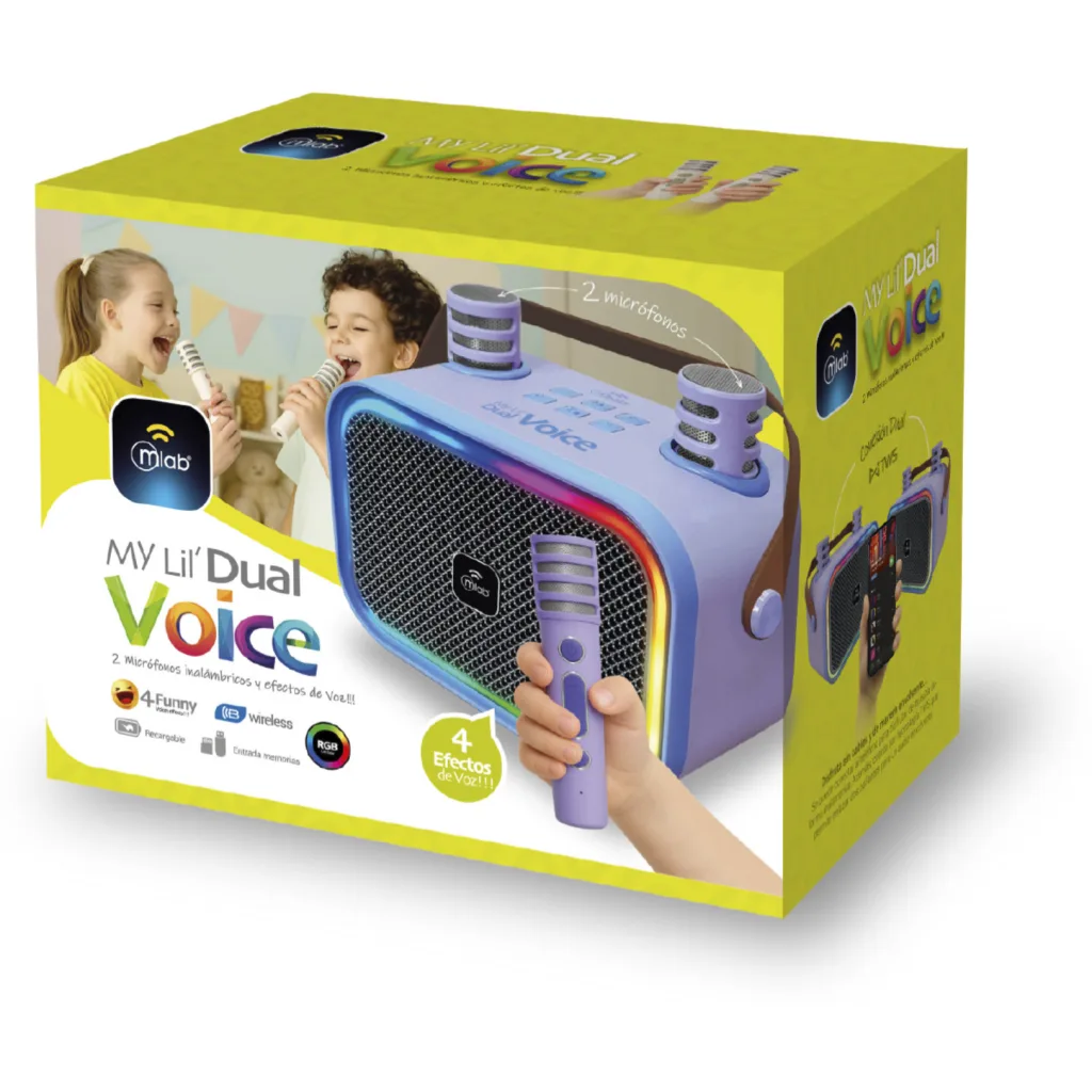 Imagen 2 de MLAB KARAOKE MY LiL VOICE LUZ RGB 2 MICROFONOS INALAMBRICOS PURPLE