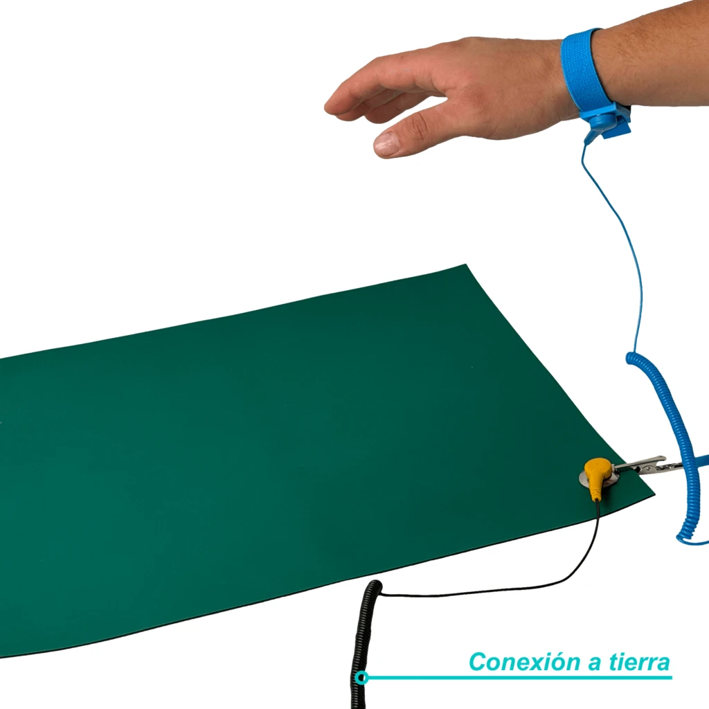 Imagen 2 de Alfombra Antiestatica 30x40cm cable-100cm-Pinza 8BM-401A
