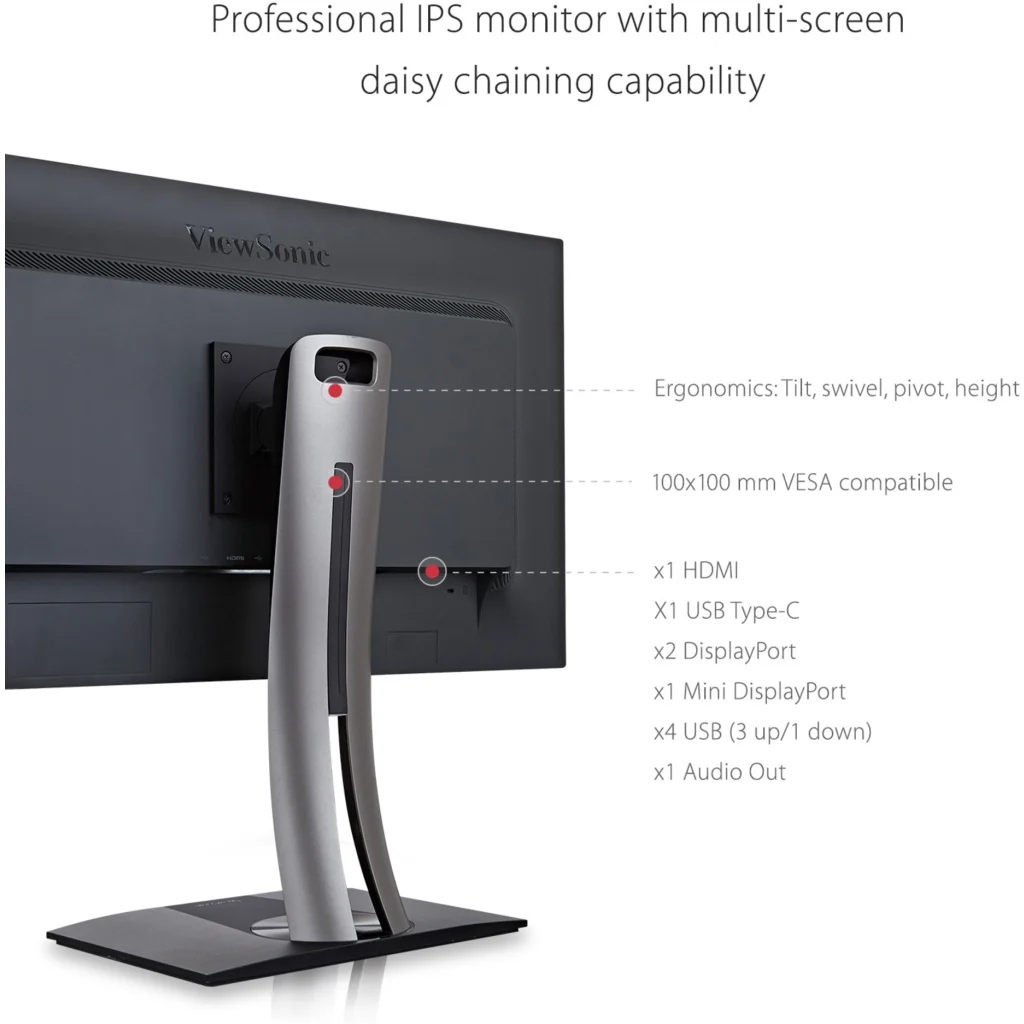 Imagen 6 de Monitor Viewsonic VP2771 27" WQHD IPS USB DisplayPort Mini DisplayPort HDMI 5ms