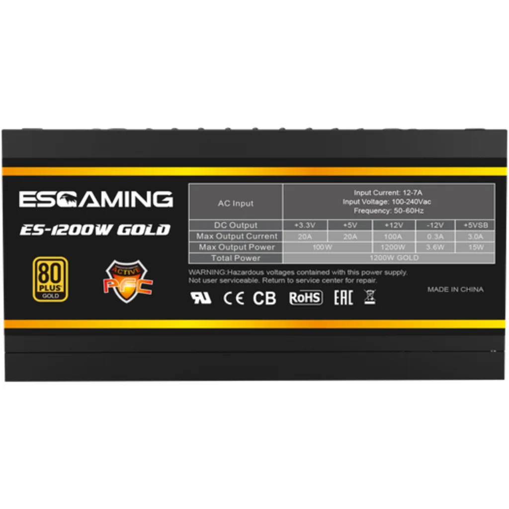 Imagen 2 de Fuente de Poder EsGamer ESG-1200W, 1200W Modular 80PLUS Certf/Gold