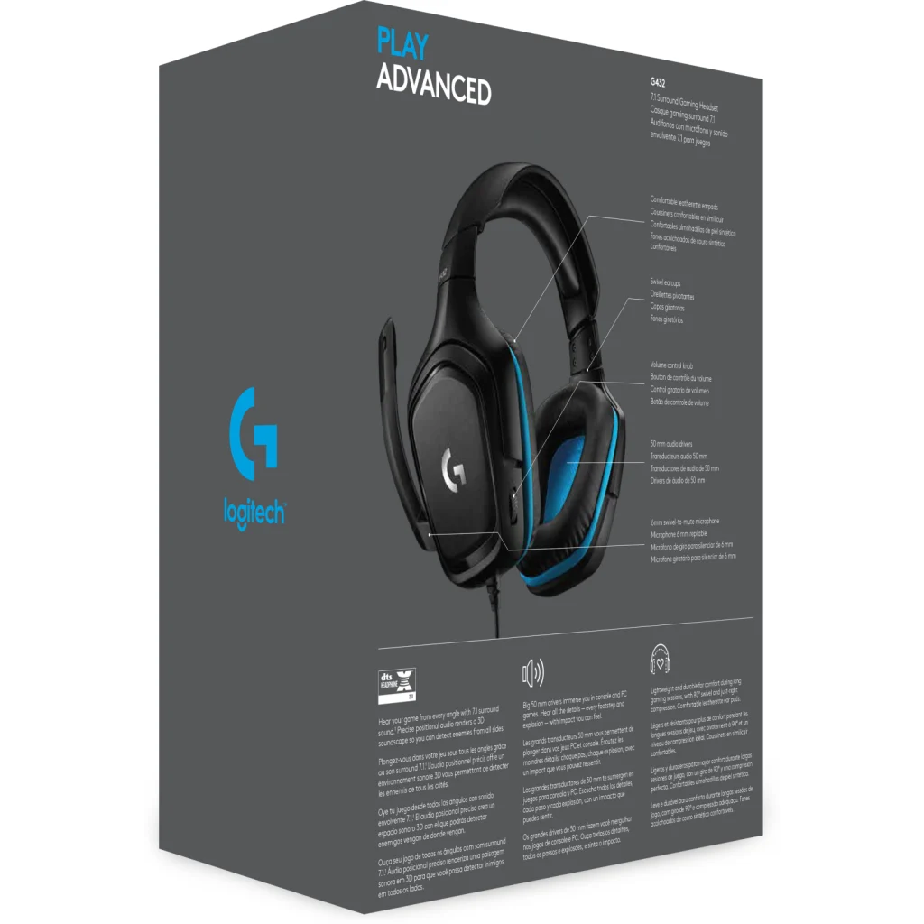 Imagen 7 de Cintillo Multimedia Logitech Gaming G432 alambrico sonido 7.1 20Hz-20kHz