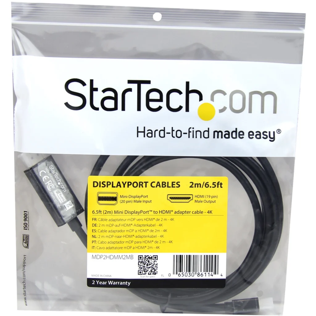 Imagen 5 de Cable Adaptador Mini DisplayPort a HDMI, Ultra HD 4K 2 mt Color Negro Pasivo
