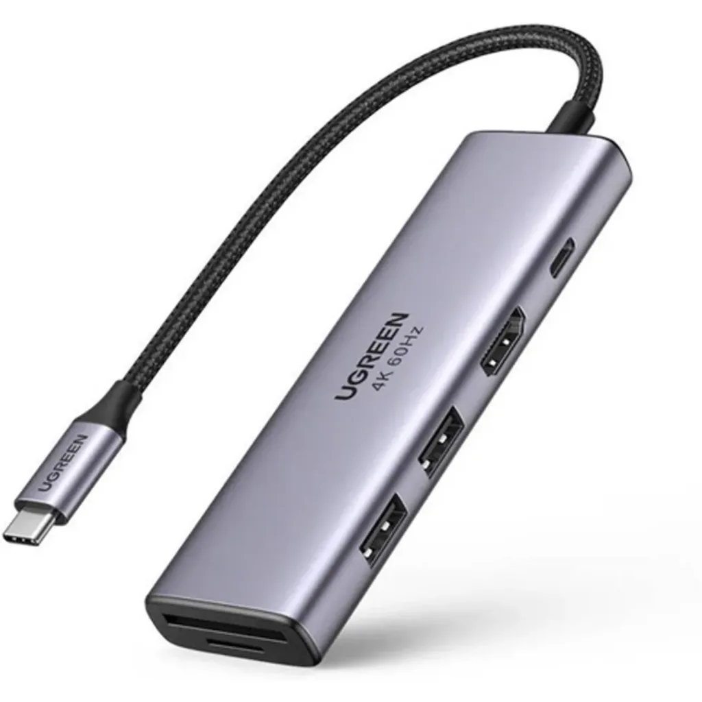 Hub Multipuerto UGREEN USB-C. Entradas 2*USB 3.0 A+USB-C+HDMI 4K+SD/TF+PD