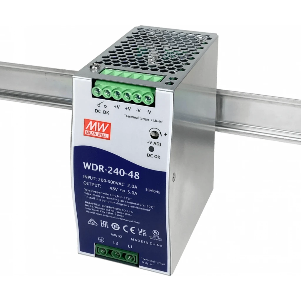Imagen 3 de MEANWELL 180-550VAC 48VDC 240W 5A Ancho-63mm Riel-DIN Fuente Poder
