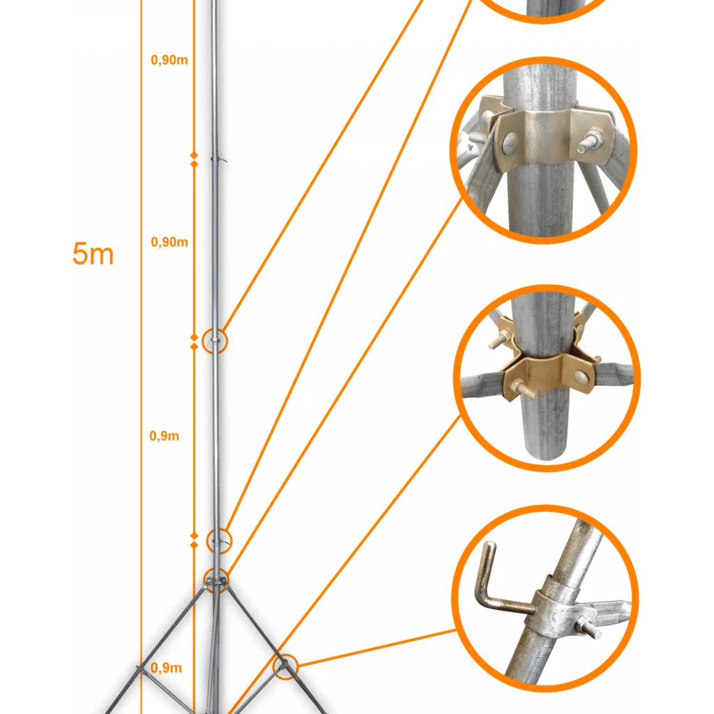 LINKMADE 5mt Mastil Liviano Telescopico Galvanizado No-req-piola