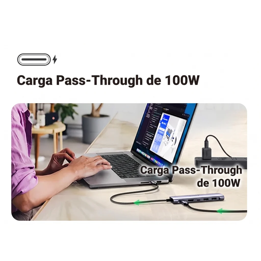 Imagen 8 de Hub Multipuerto UGREEN USB-C. Entradas 2*USB 3.0 A+USB-C+HDMI 4K+SD/TF+PD