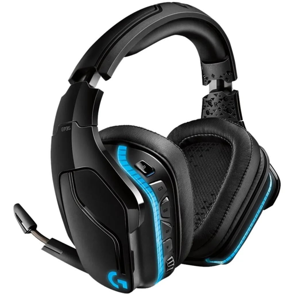 Imagen 2 de Audífonos Gamer Inalámbricos Logitech G935 RGB LightSync 7.1 DTS c/Mic Negro