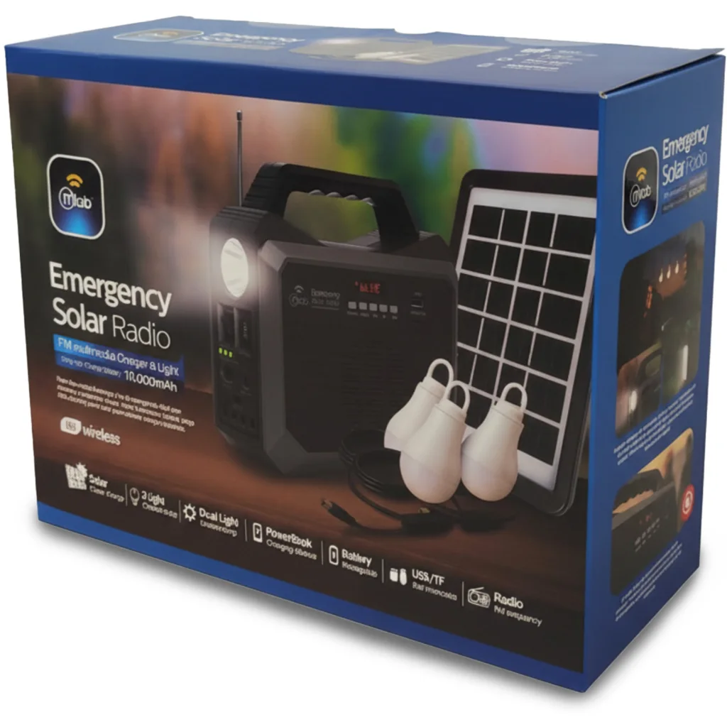 Imagen 5 de MLAB RADIO BATERIA EMERGENCIA SOLAR 10.000MAH CON LAMPARA + 3 AMPOLLETAS CON USB/TF/BT