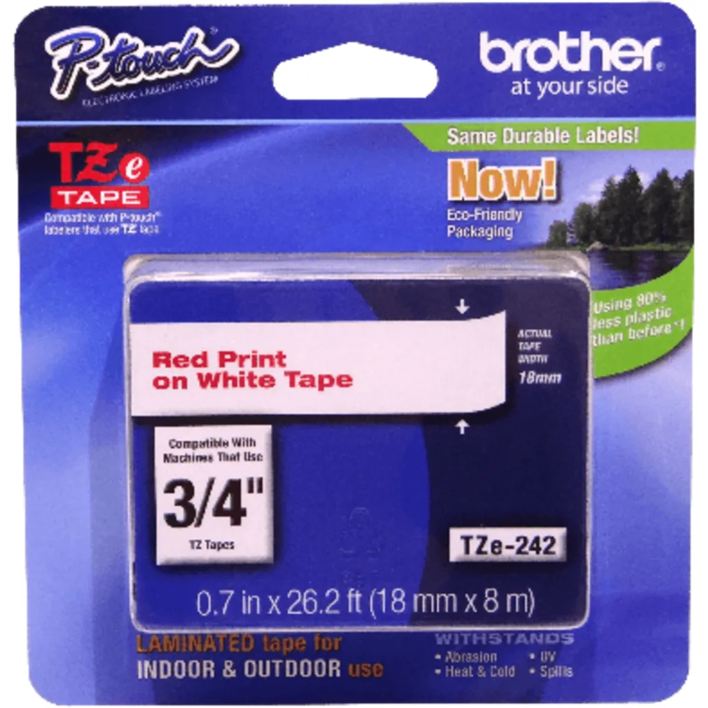 BROTHER 18mm Rojo en Fondo Blanco Cinta 8mt p/PT-E300VP