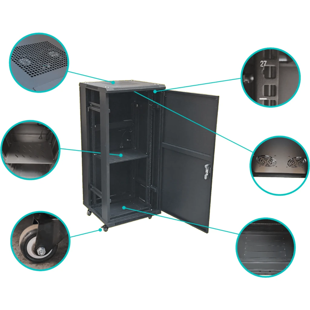 Imagen 4 de Rack Linkmade 27U Fondo 60cm x Ancho 19", Bandeja 30cm PDU