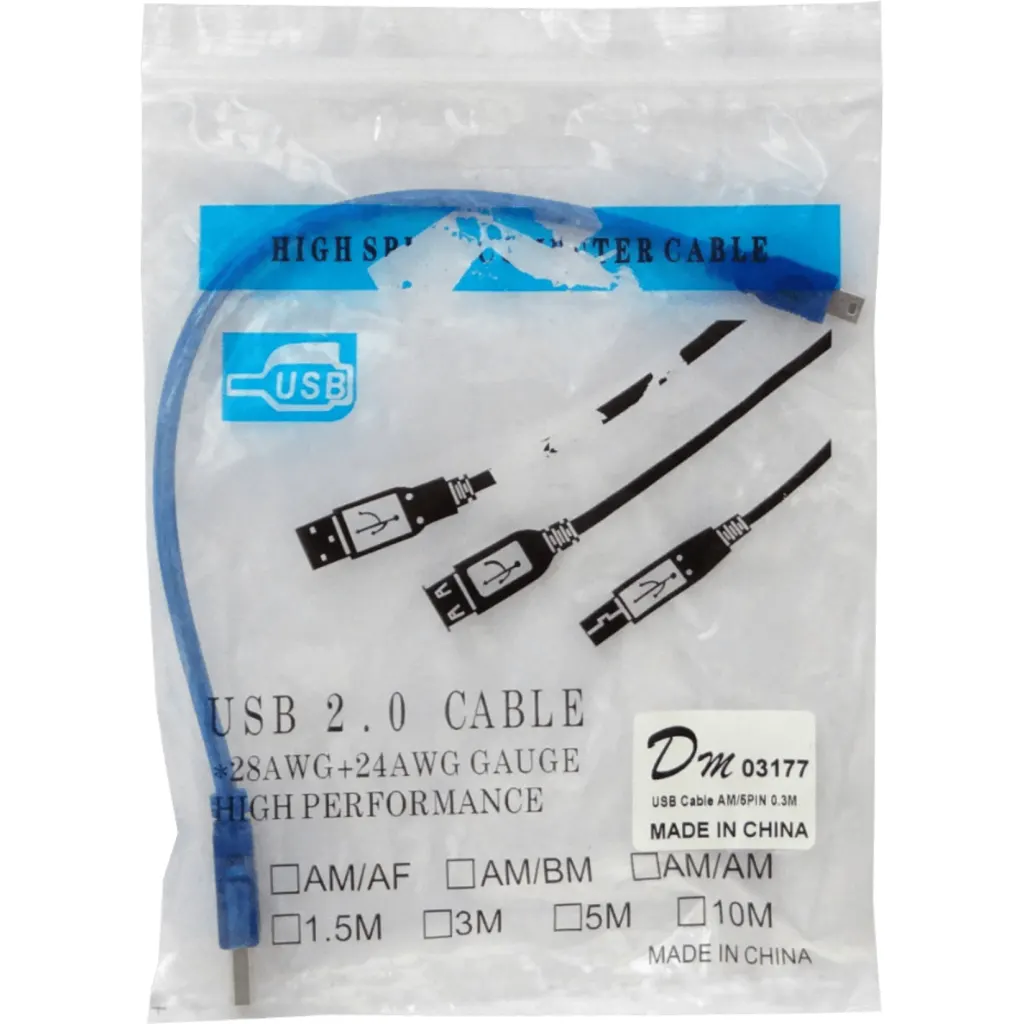 Imagen 2 de Cable USB Tipo-A a mini USB Macho 5 pin 25cm