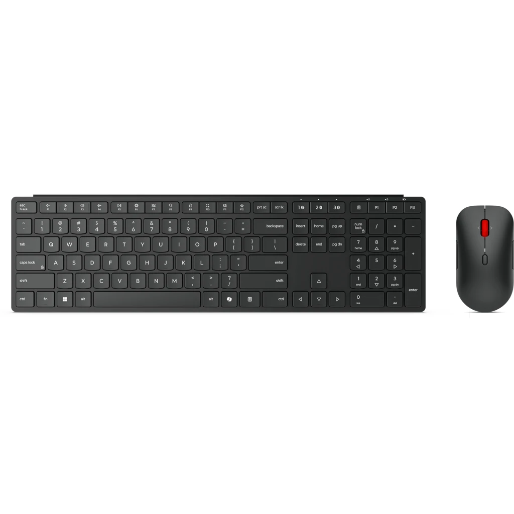 Kit Teclado Mouse Inalámbrico Lenovo Pro 6000, BT5.3 Recep USB-A Español Negro