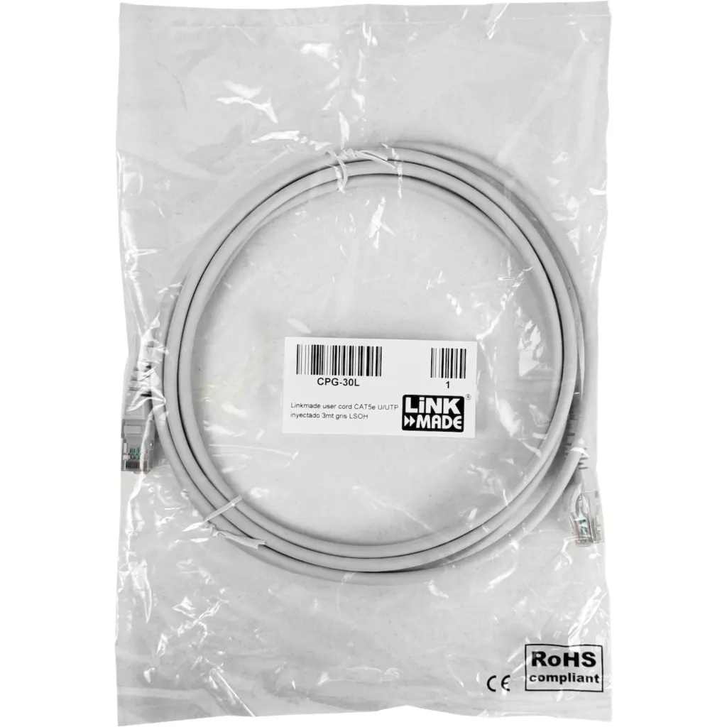 Imagen 3 de Cable Patch Inyectado Multifilar Linkmade 3 MT Cat5E Gris Lszh