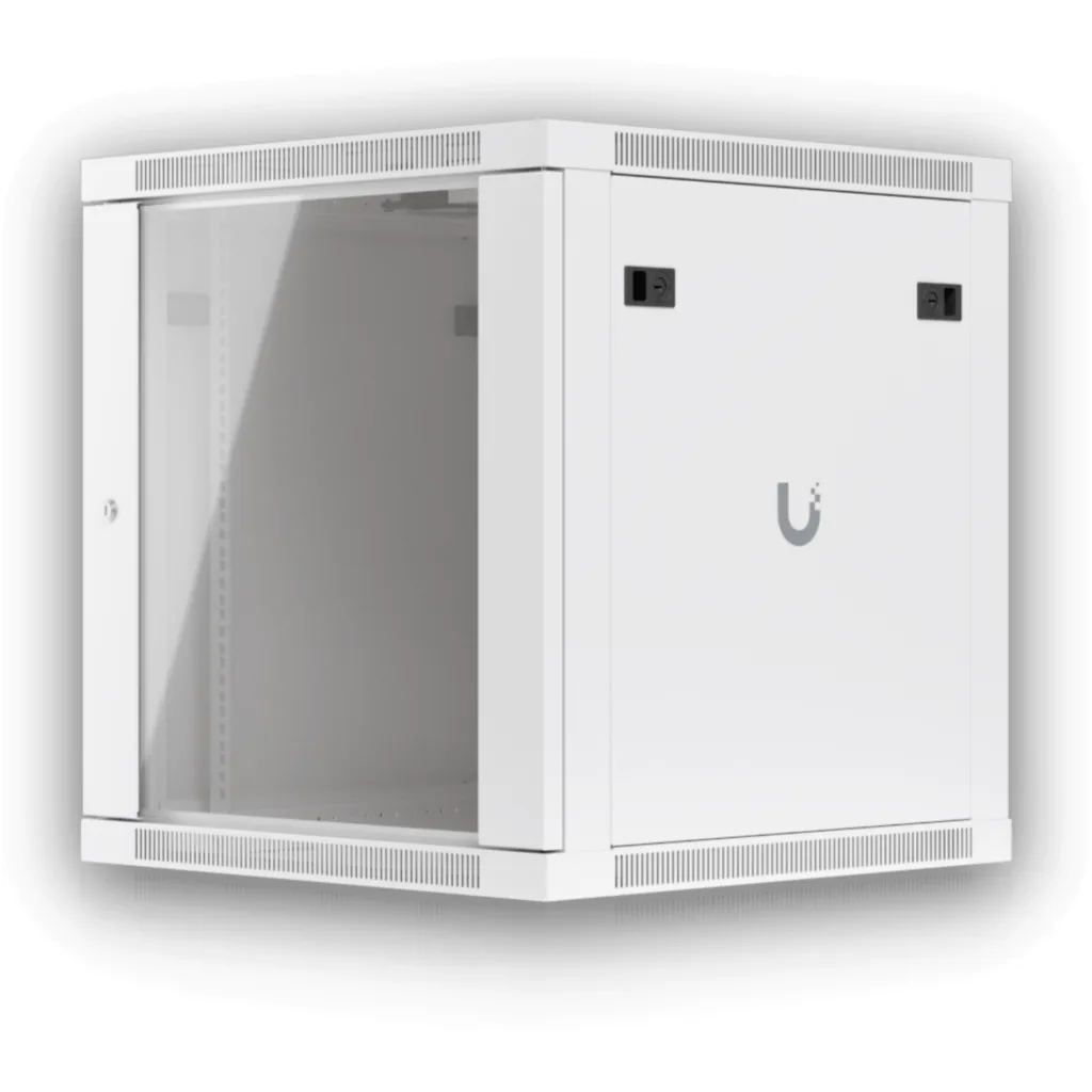 UBIQUITI Blanco 12U 60cm-Fondo Puerta-Vidrio Gabinete Rack Pared Muro
