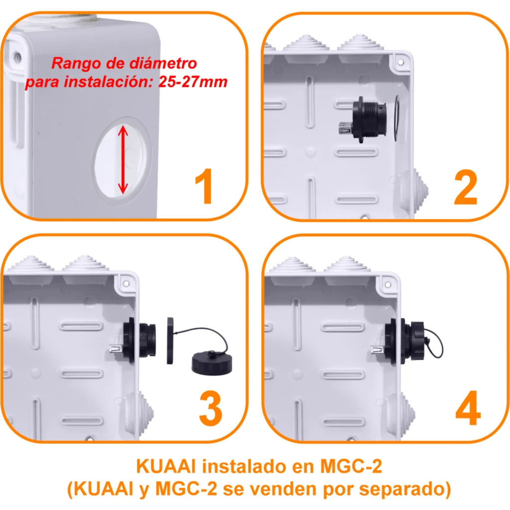 Imagen 3 de Industrial USB3.0 A-A USB-AH-AH Negro Plastico c/Tapa p/1pulg 25-27mm