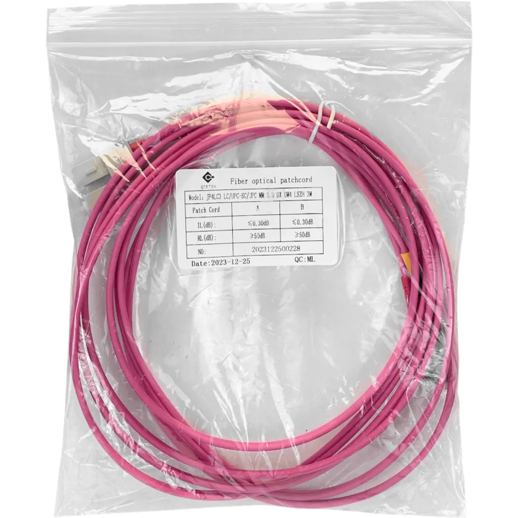 Imagen 1 de LSZH 3mt LC-SC OM4 MultiModo MM Duplex Jumper Fibra 50/125um 3,0mm