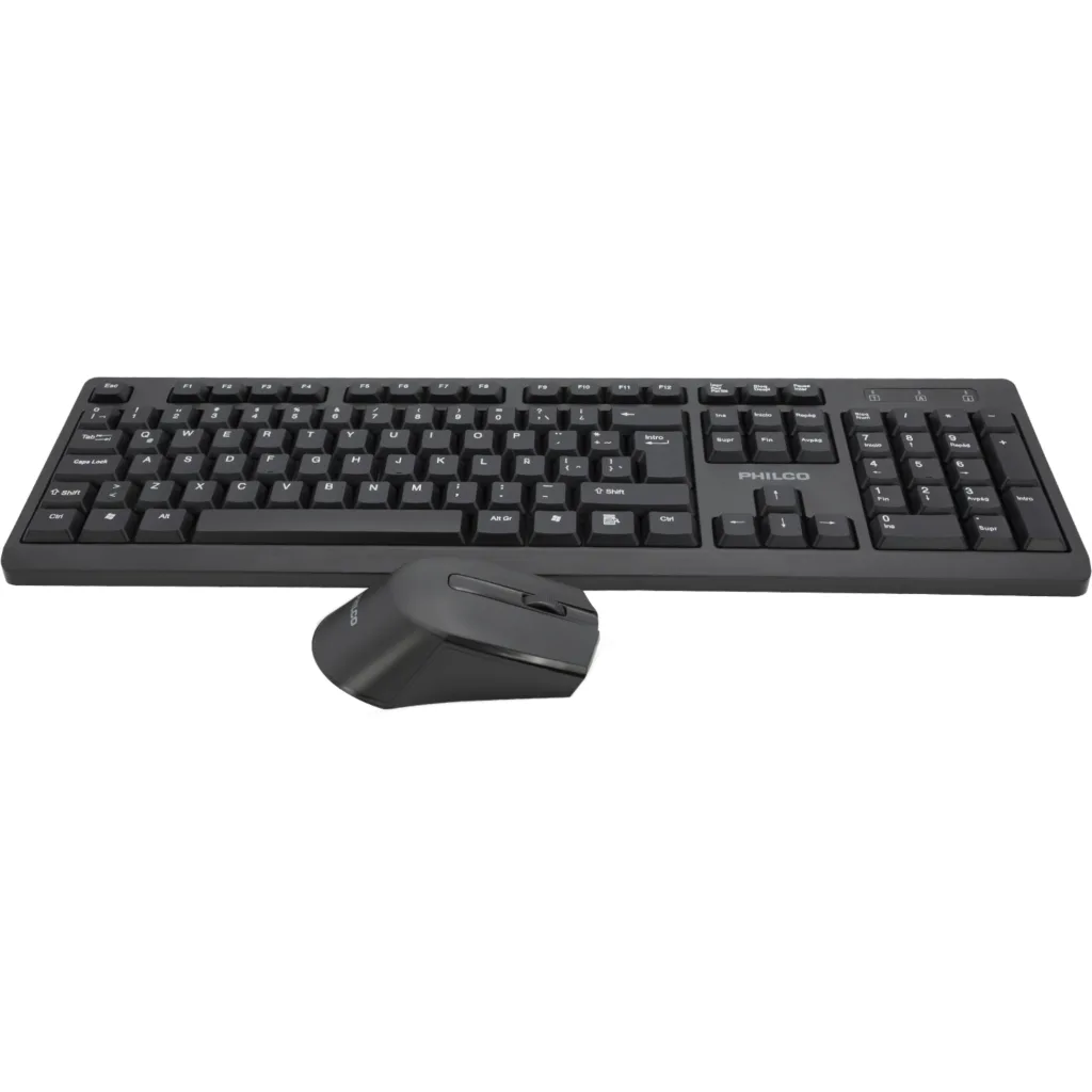 Imagen 1 de Kit Teclado Mouse Inalámbrico Philco PPR6354K, Optico 1300DPI 3 btnes, Español