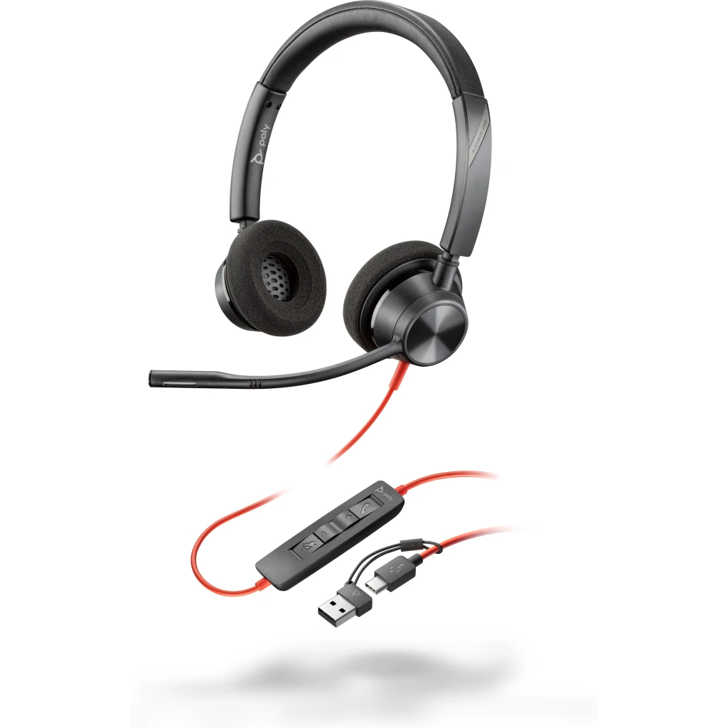 Imagen 4 de Audífonos Alámbricos Poly Blackwire 3320, Stereo Adaptador USB-C/A Color Negro