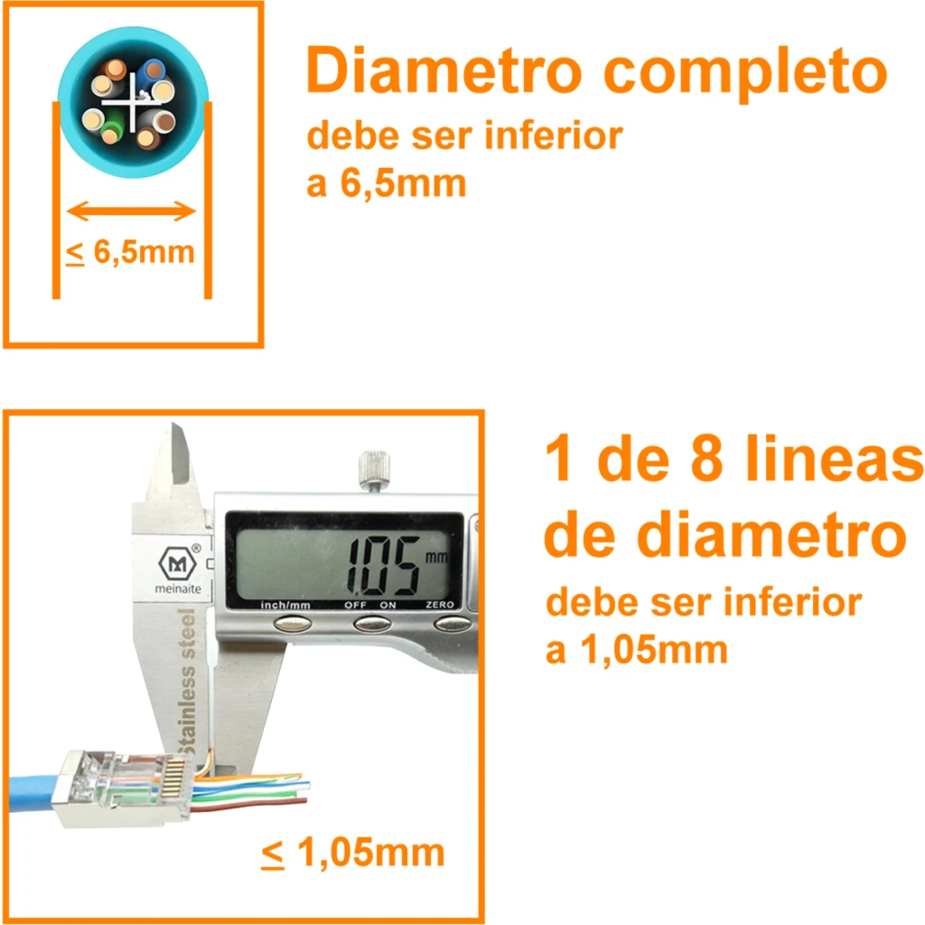 Imagen 4 de Conector RJ-45 XINTYLINK EZ-RJ45, con Orificio CAT6 STP FTP 1.1mm Bolsa 50 Unid