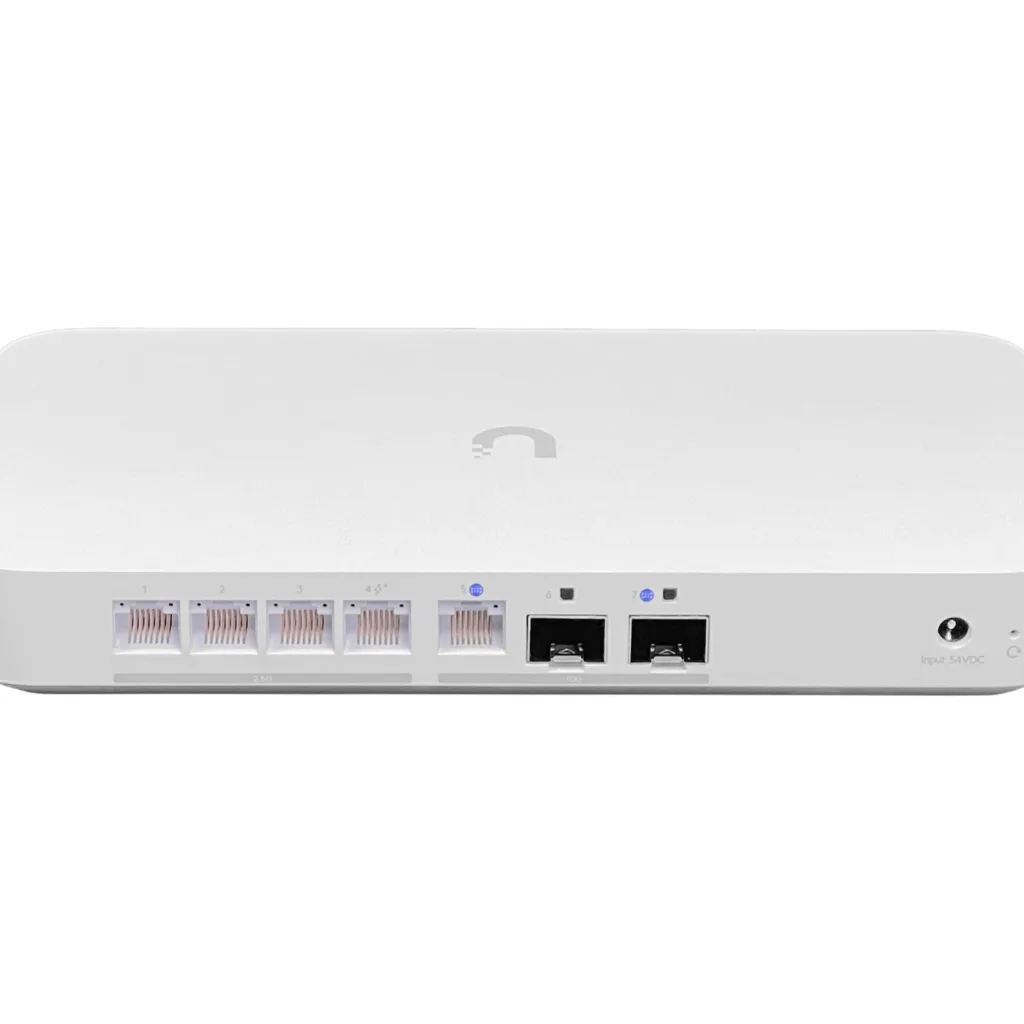 Imagen 2 de UniFi Advance Hosting 6 WAN ports (10G SFP+ + 10G RJ45 + 2.5G RJ45) 5?Gbps IPS/IDS, PoE+ 30W, quad-core ARM 2.2?GHz, 2?GB RAM, VPN/SD-WAN