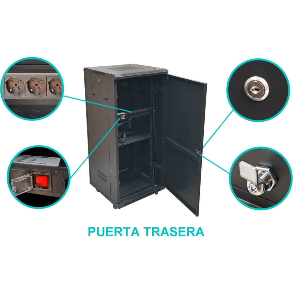 Imagen 3 de Rack Linkmade 27U Fondo 60cm x Ancho 19", Bandeja 30cm PDU
