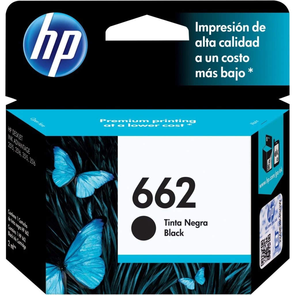 Imagen 6 de Cartridge HP 662 Negro Tinta para Imp DeskJet 1015/1515/2510/2645, 120 Pág. 2ml