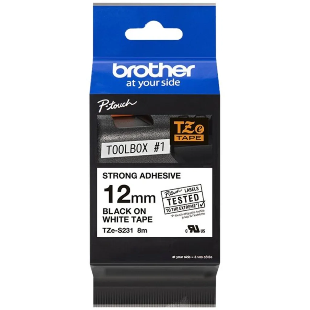 Imagen 2 de Cinta  Brother TZE-S231 12mm Negro sobre Blanco