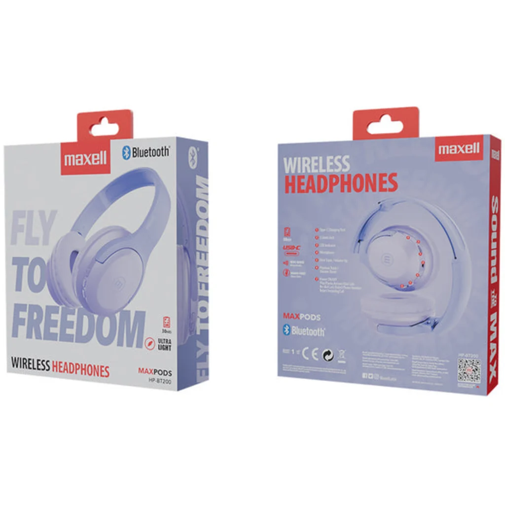Imagen 2 de Audifonos Bluetooth de copa mediana Maxell HP-BT200FLYPURP