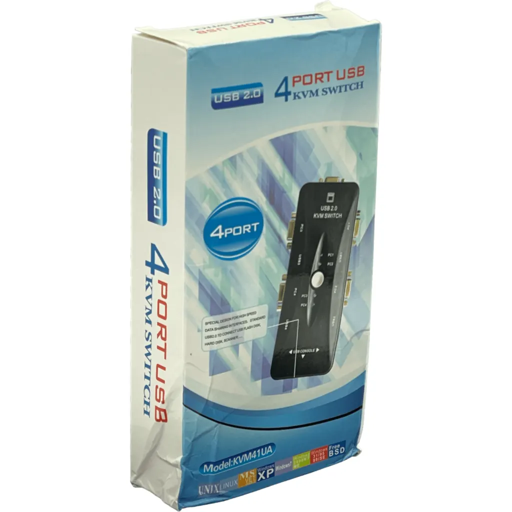 Imagen 2 de Switch KVM KVM41UA USB, 4 Puertos VGA/USB 3*USB2.0 No Requiere Fuente sin Cable