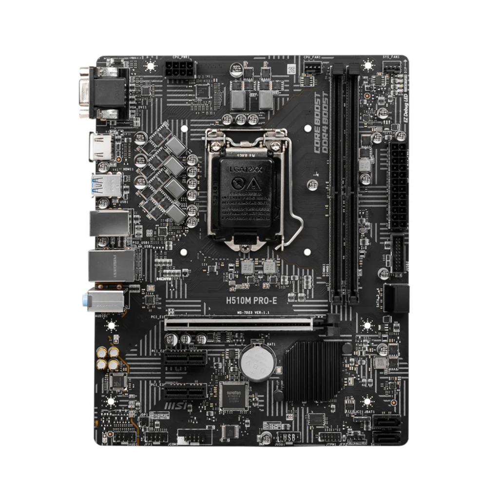 Imagen 1 de Tarjeta Madre MSI H510M PRO-E LGA1200 11°G 2*DDR4 HDMI VGA USB3.0 PS2 mATX
