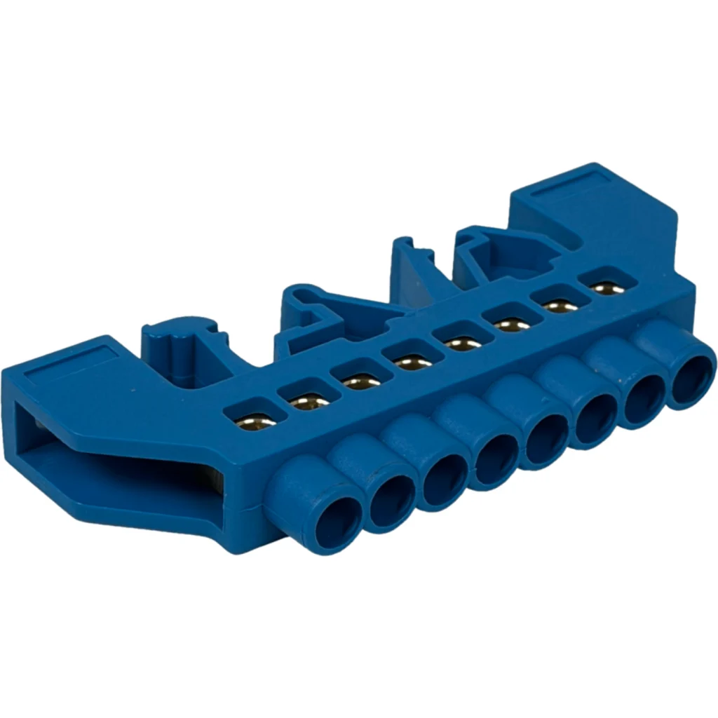 Imagen 1 de Regleta Azul 8-Conexiones 4mm Riel Din Distribucion Electrica