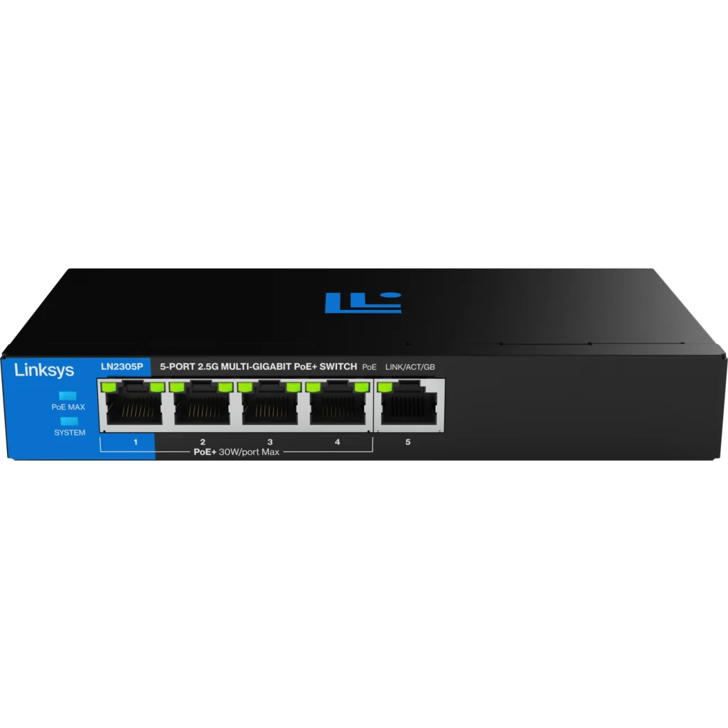 Switch 5 puertos multigigabit 2.5G PoE+ no admin