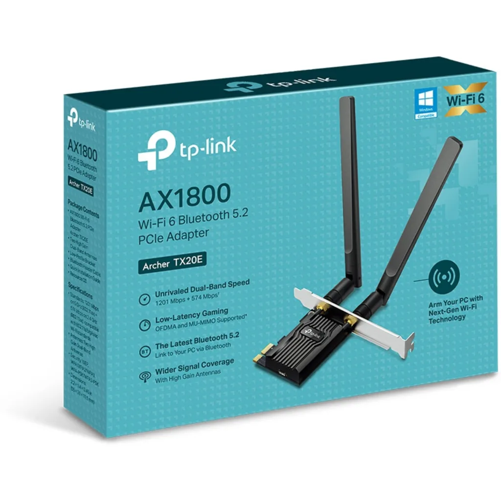 Imagen 1 de Tarjeta de Red TP-Link Archer TX20E V2 PCIe 802.11ax, Bluetooth 5.2 WIFI6 LowPro