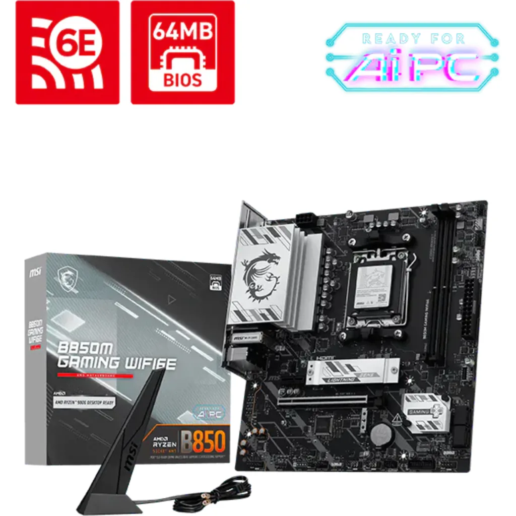 Tarjeta Madre MSI B850M GAMING WIFI6E AM5 2*DDR5 LAN 2.5G WIFI6E mATX