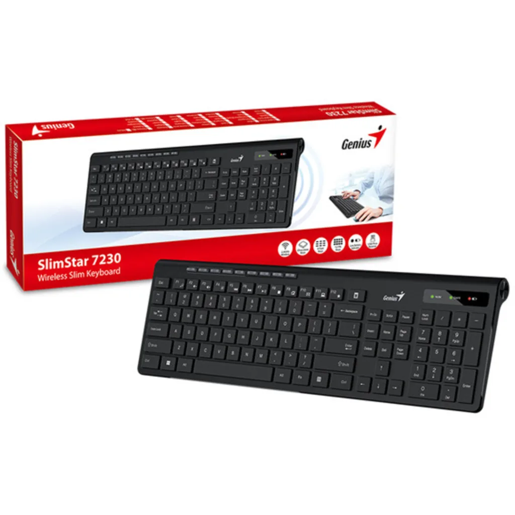 Teclado Inalámbrico Ergonómico Genius SlimStar 7230 Tecla color Negro