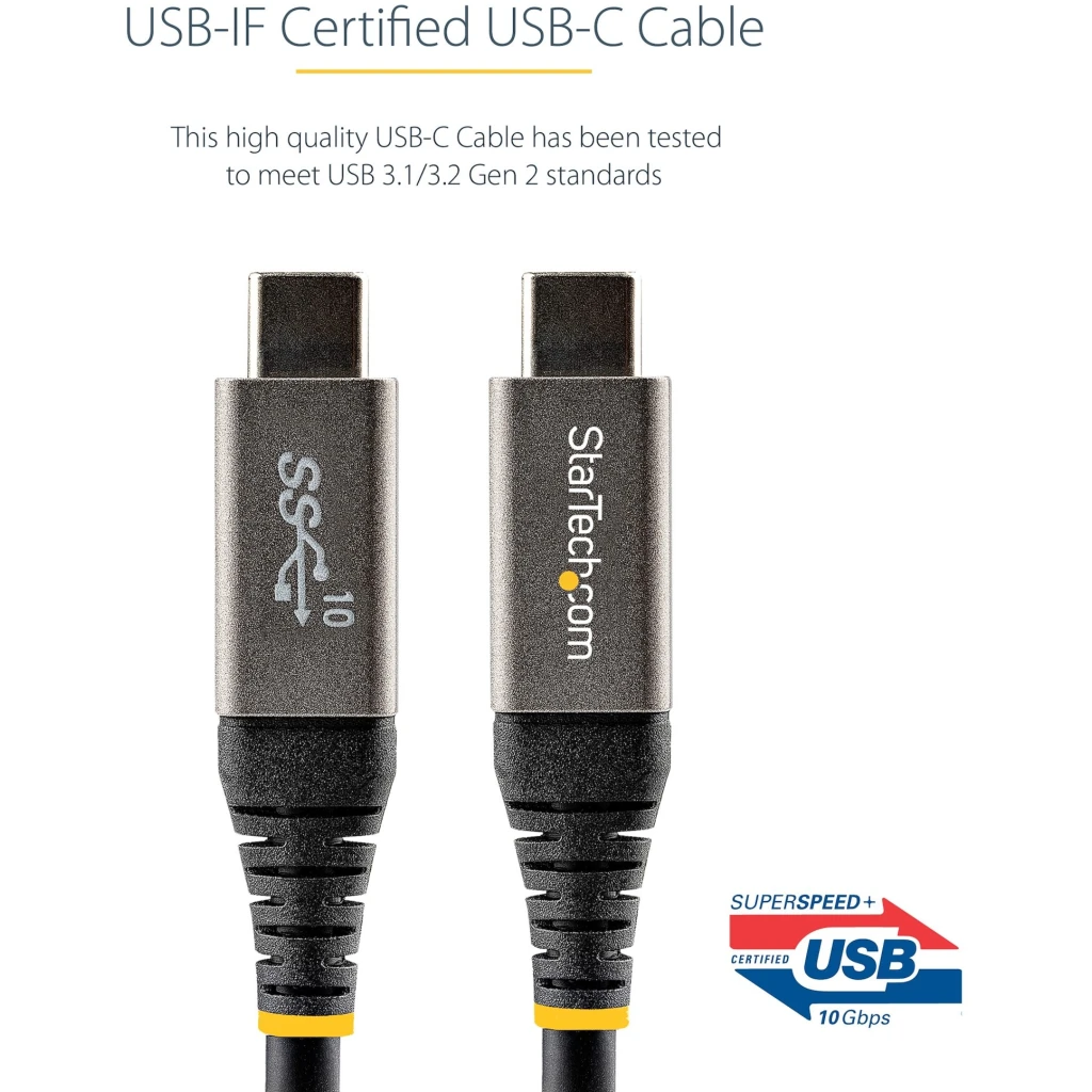 Imagen 3 de Cable USB-C M/M v3.2 Gen2 10Gbps PD 10W (Certif USB-IF) 1mt - StarTech USB31CCV1